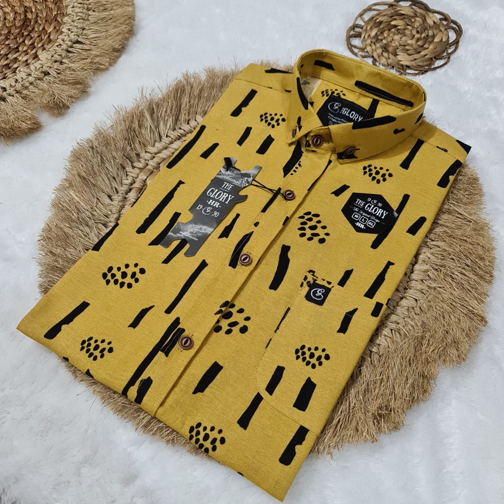 01 Real Pic Kemeja Motif Lengan Pendek merek REDBLIT Bahan Rami/Linen-GAMBAR 15