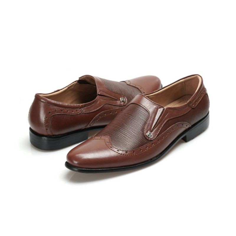 bungkusuku mokacine - Sepatu Pantofel Pria Hitam Formal Kerja Kantor Kulit Pu Oxford Slip On