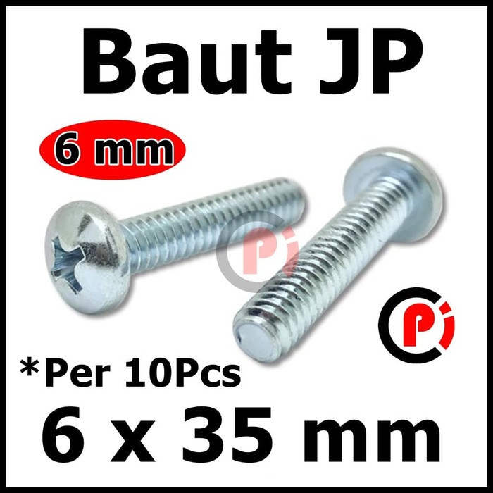 Per 10 Pcs Baut Bolt 6mm JP 6x35 mm 6 x 35 mm Per 10pcs