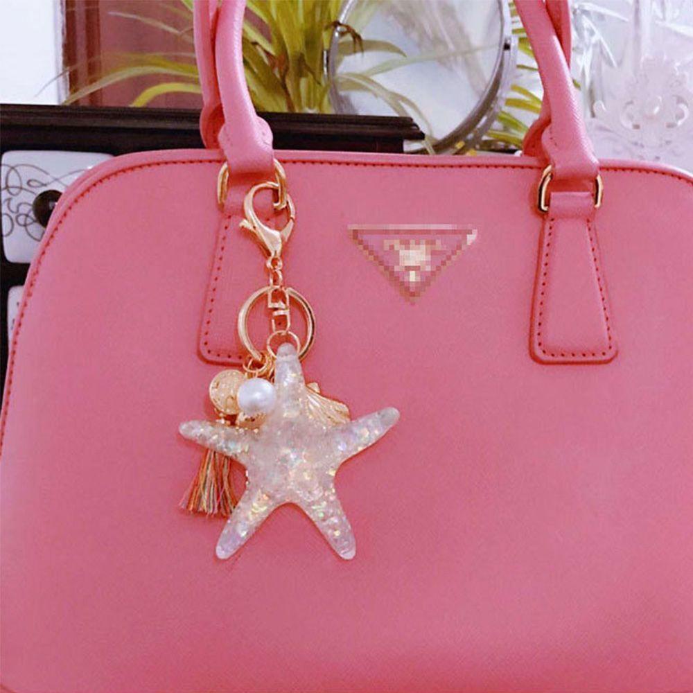 Lanfy Gantungan Kunci Wanita Hadiah Aksesoris Mutiara Shell Liontin Bintang Laut Keychain