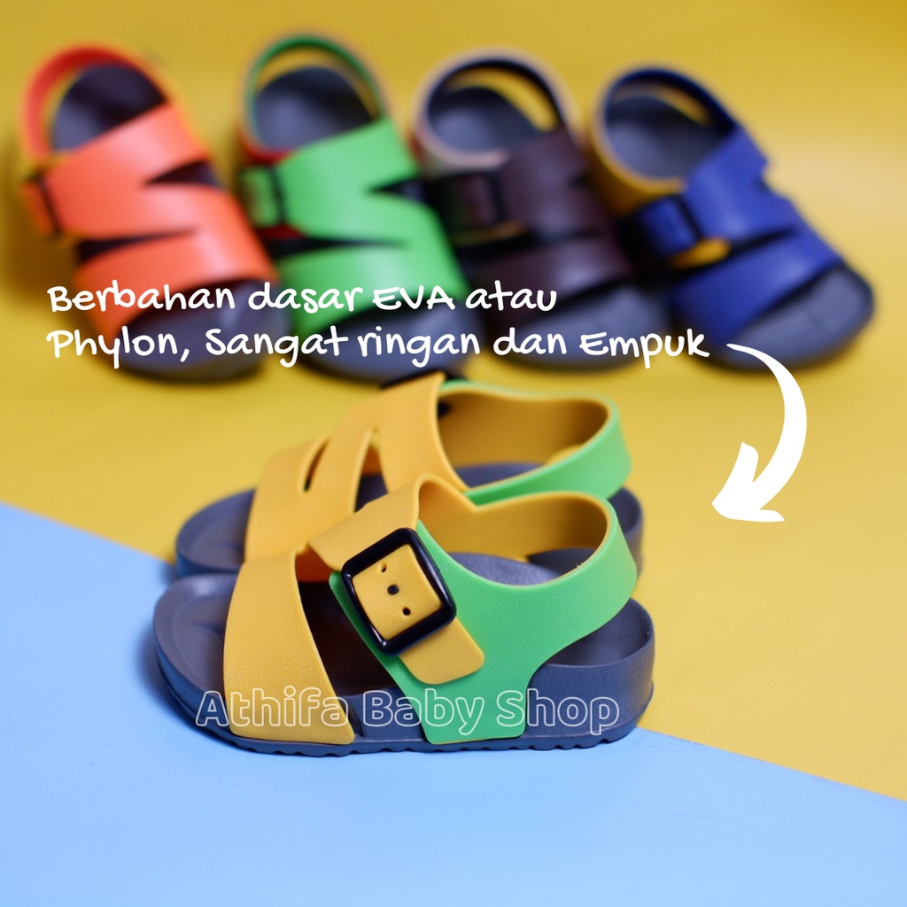 Sepatu Sandal Anak Laki Usia 6 7 8 9 10 11 Bulan 1 2 3 Tahun Size 18 19 20 21 22 23 24 24 - 29 Sendal Gunung Karet Balita Bayi Lelaki Cowok Spatu Sandal Baby Prewalker Karet Phylon Ringan Cowok Karet -Yumieda 21091-