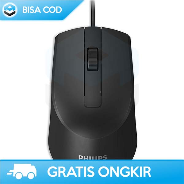 MOUSE OPTICAL WIRELESS USB PHILIPS DESAIN ERGONOMIS ANTI LAG 1000 DPI