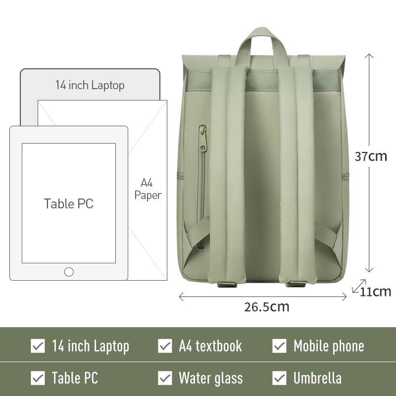 MAH SIRO Cactus Green Seri Laptop Backpack Tas Ransel Wanita-Standard