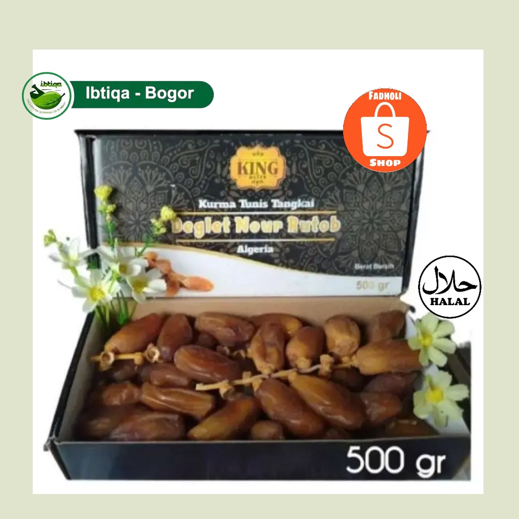 

Kurma Tunis Tangkai / Deglet Nour Rutob Algeria 500gr Termurah Dijamin 100% Original