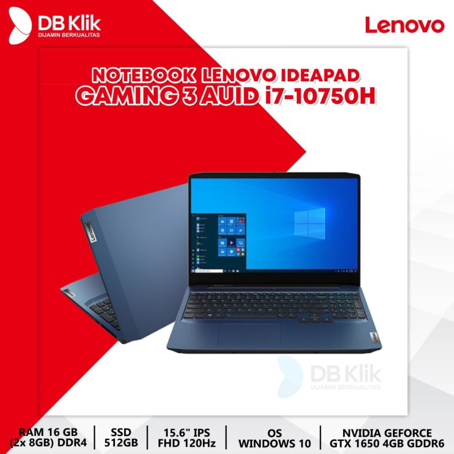 Lenovo Ideapad Gaming 3 Notebook  | AUID i7-10750H 16G 512G 1650 W10 15.6