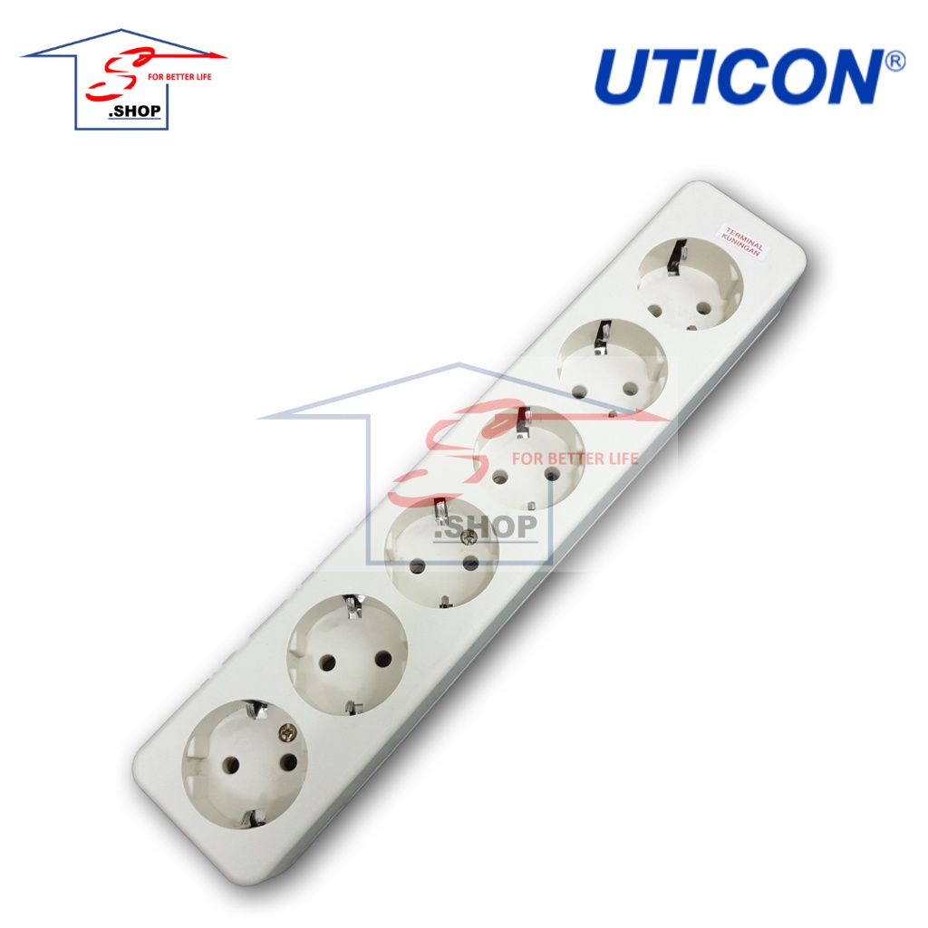 Stop Kontak Arde/Terminal Kuningan /Colokan Listrik UTICON 6 Lubang