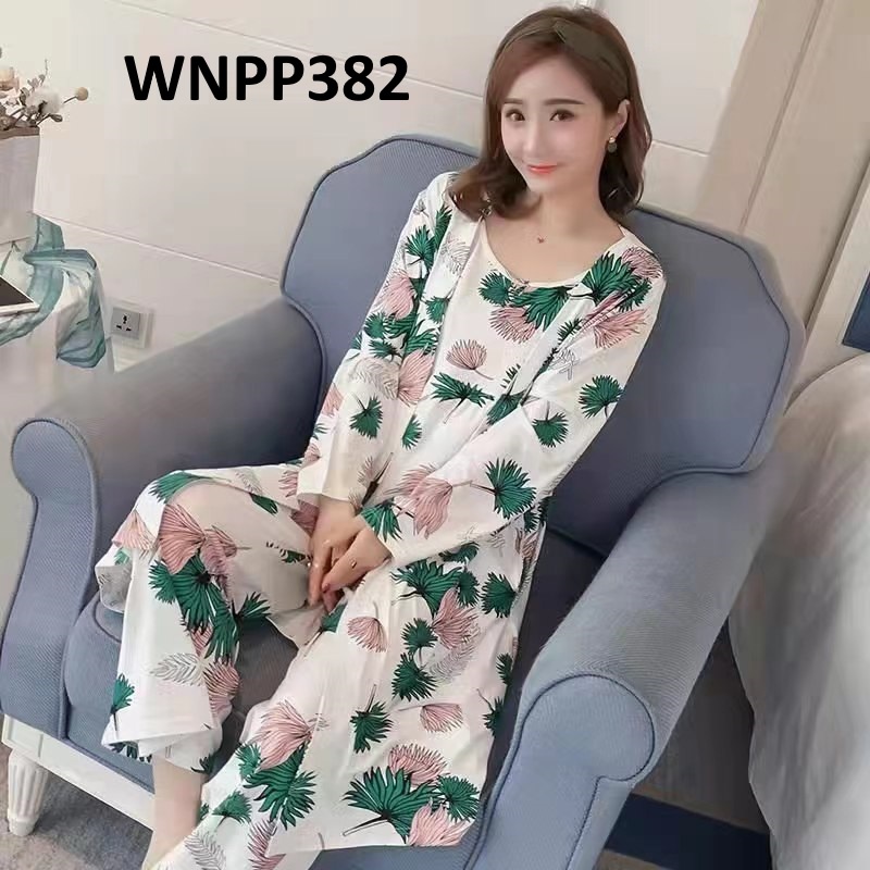 Piyama Wanita Baju Tidur Wanita Kimono + Dalaman Tanktop Motif