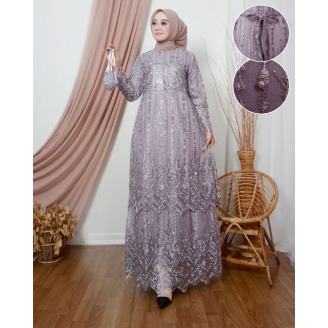 GAMIS TULLE TINGKAT BUSUI / KEBAYA TULLE / BAJU PESTA MODERN / GAMIS BUSUI / GAMIS WISUDA / GAMIS MODEREN TERBARU/DFS