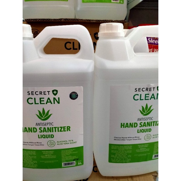 Hand Sanitizer Liquid Jerigen Secret Clean 5 Liter Wangi Aloe vera