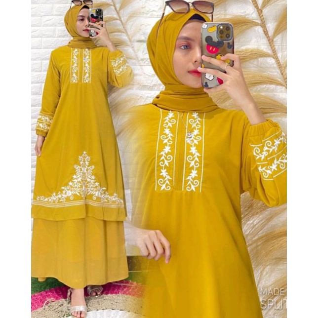 GAMIS MELAYU BORDIR ASOKA | Gamis Malaysia Ceruty Babydoll