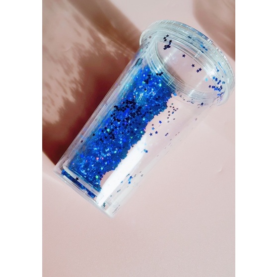 Glitter tumbler gelas botol minum air 450 ml