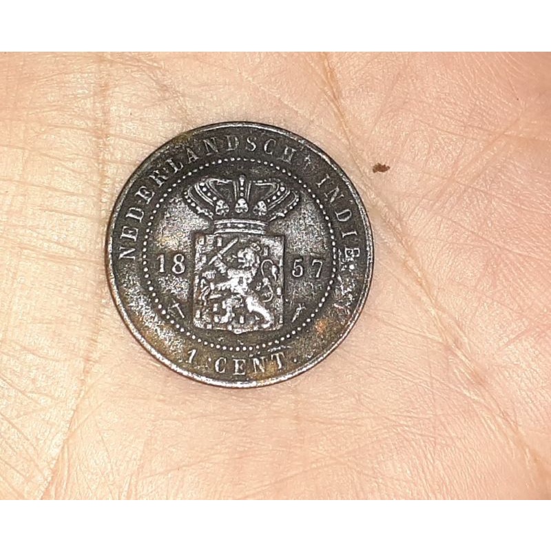 1 keping koin nederlansch indie 1 cent 1857 temuan sungai u/KOLEKSI ASLI KUNO