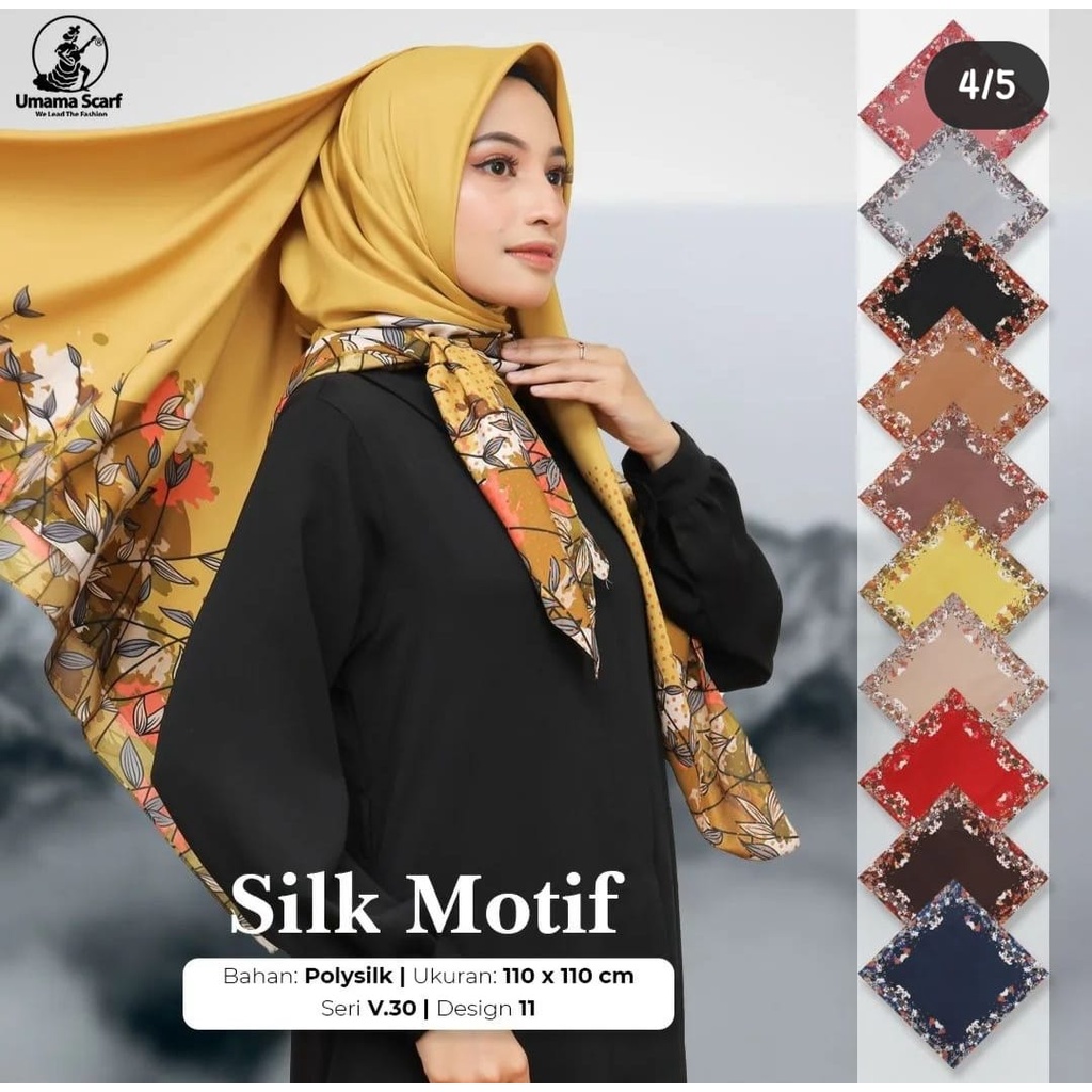 Kerudung OBRAL BARU SILK MOTIF by umama scraf kerudung Segiempat/ Jilbab Segi Empat Satin Motif Mura