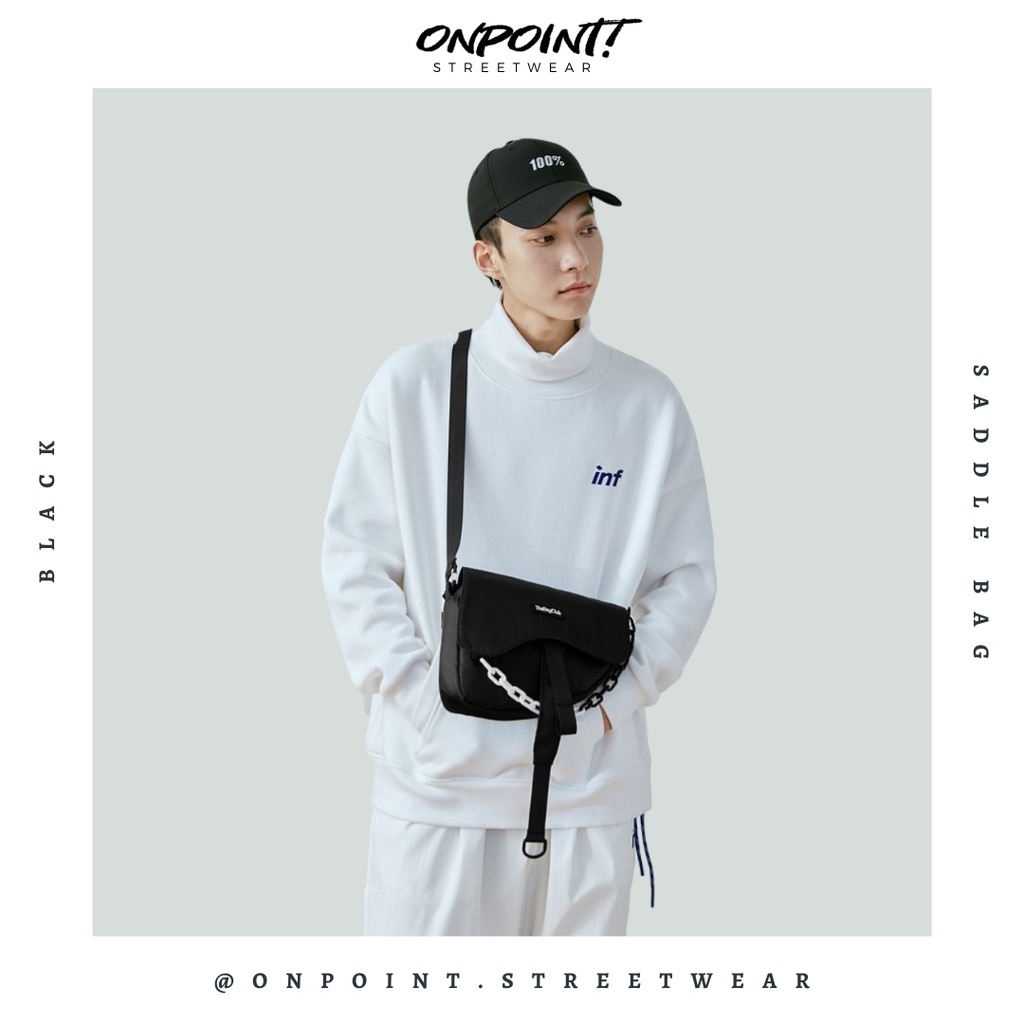 Saddle bag (black) - tas pria selempang tas pria keren tas selempang pria sling bag tas pria tas ori