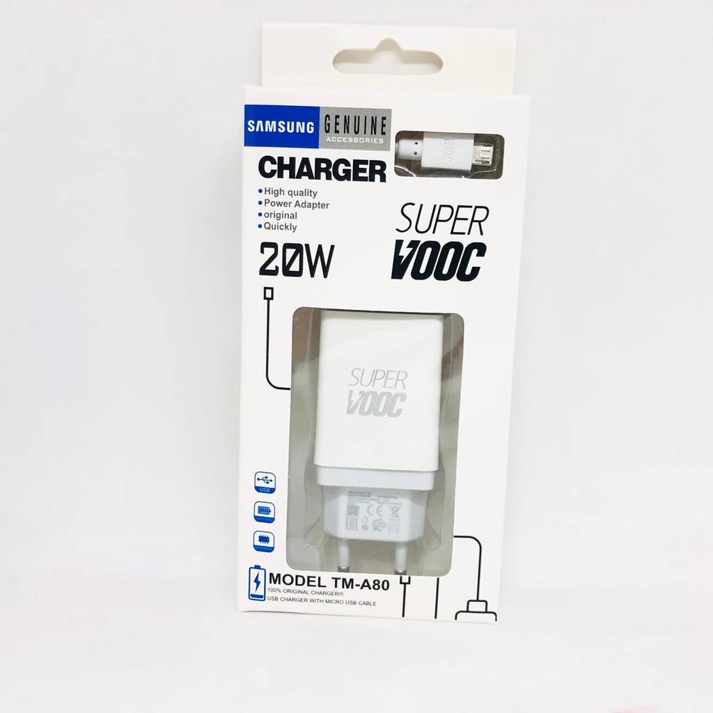 CHARGER SAMSUNG A80 3.1A CASAN A80 1 USB 3.1A CHARGER SUPER VOOC