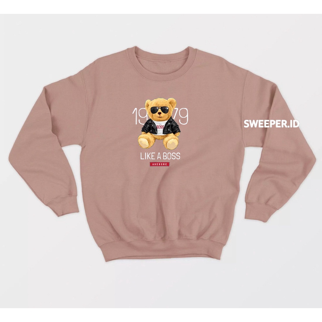 SWEATER CREWNECK TEDDYBEAR LIKE A BOS BAHAN FLEECE BAHAN FLEECE
