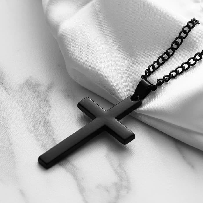 Kalung Salib Fashion Aksesoris Salib Liontin Salib - Hitam