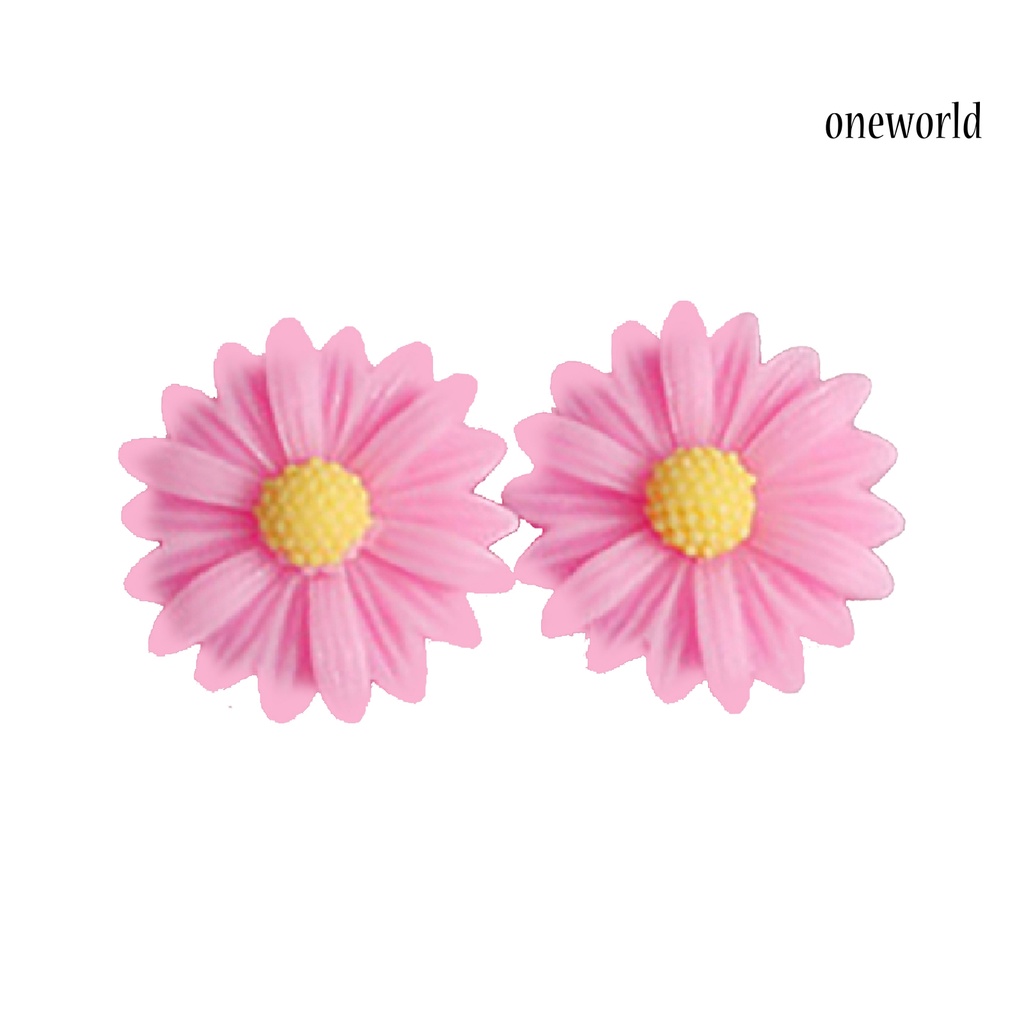 OW@ Ear Stud Cute Beautiful Plastic Sun Flower  Earrings for Women