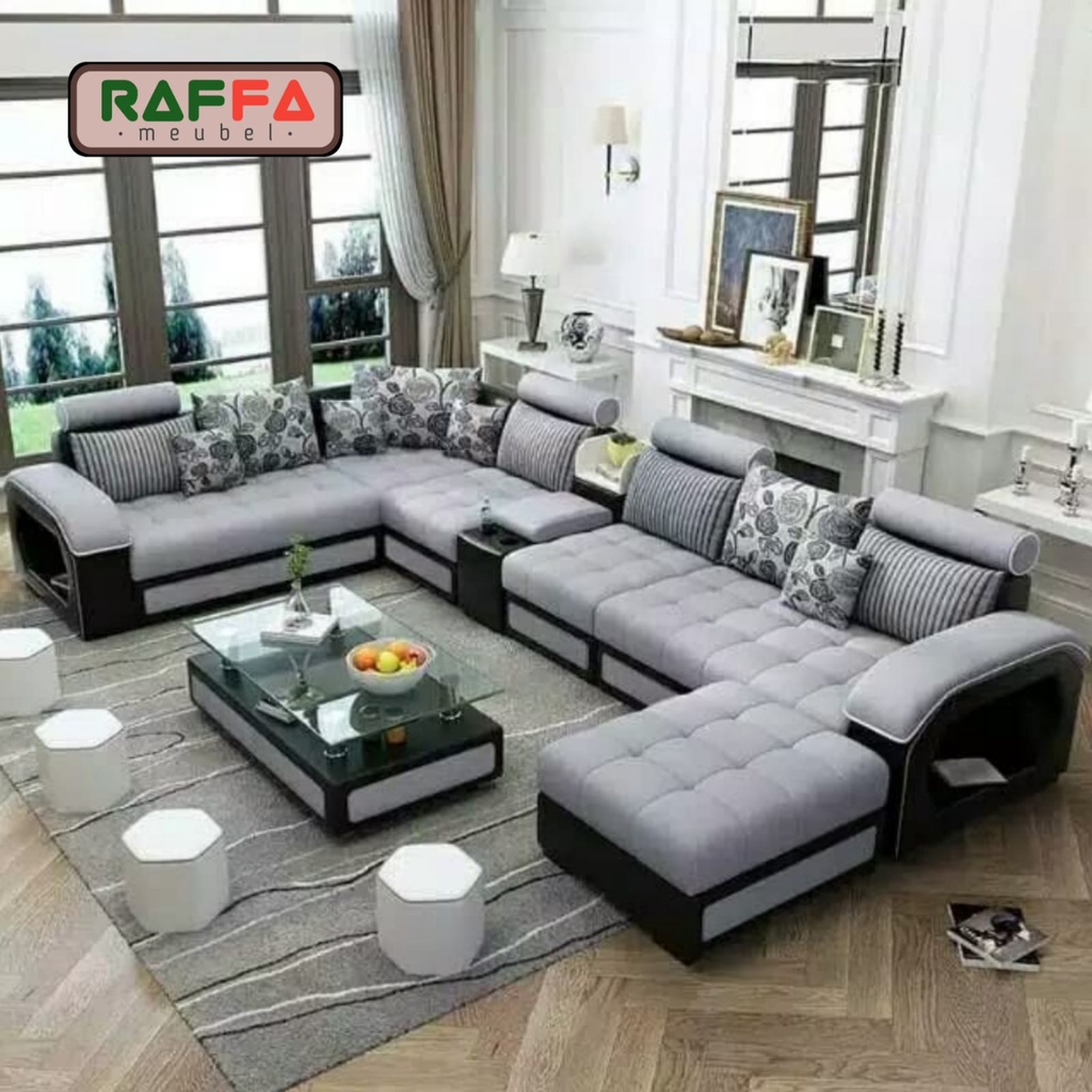 U48 RAFFA MEUBEL - Sofa Leter U Living Room - Sofa Beranak - Sofa Keluarga - Sofa Set - Kursi Sofa