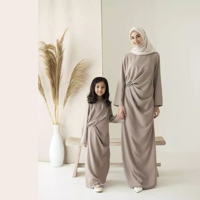 Gamis simple gamis couple abaya set long dress gamis jumbo ibu anak bridesmaid coke burgun lilac