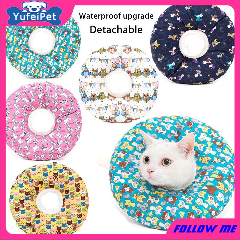 Elizabeth Collar / Kerah Pelindung Leher Anjing / Kucing Anti Air Bahan Katun Adjustable
