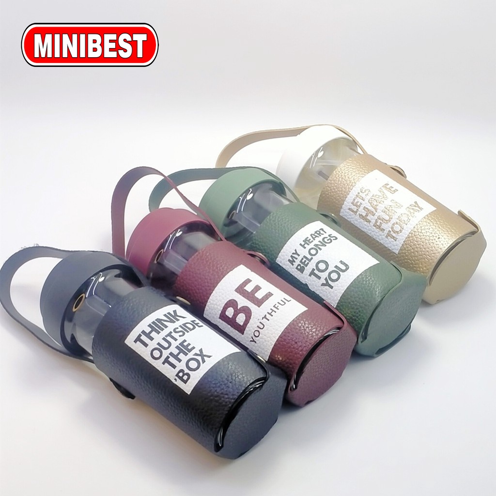 Glass Water Bottle Botol Air Minum Kaca Tumbler Saringan Teh Infused Water BPA-Free 460ml
