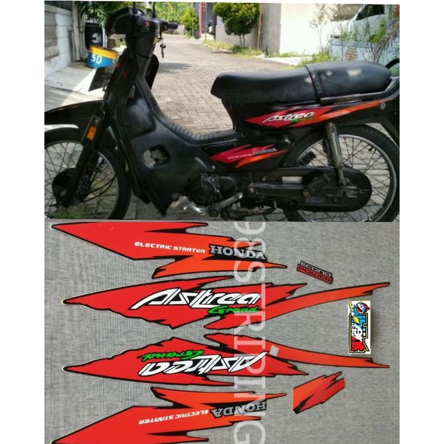 STIKER STRIPING LIS STANDAR ORI HONDA ASTREA GRAND MERAH TAHUN 1994