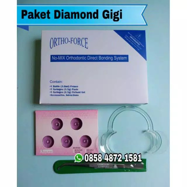 Paket diamond gigi plus lem permata gigi berlian gigi