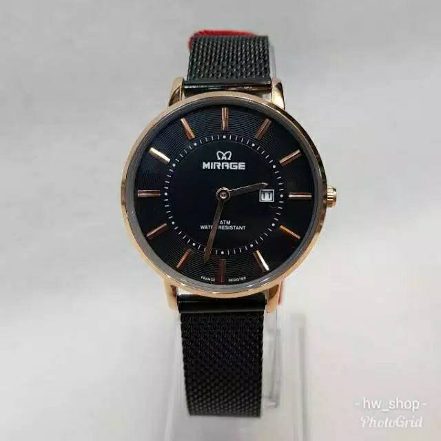Jam Tangan Wanita Mirage 8623 Black Rosegold Original...
