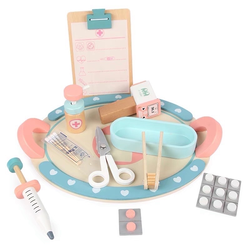 wooden nurse kits pretend plays mainan peran suster anak