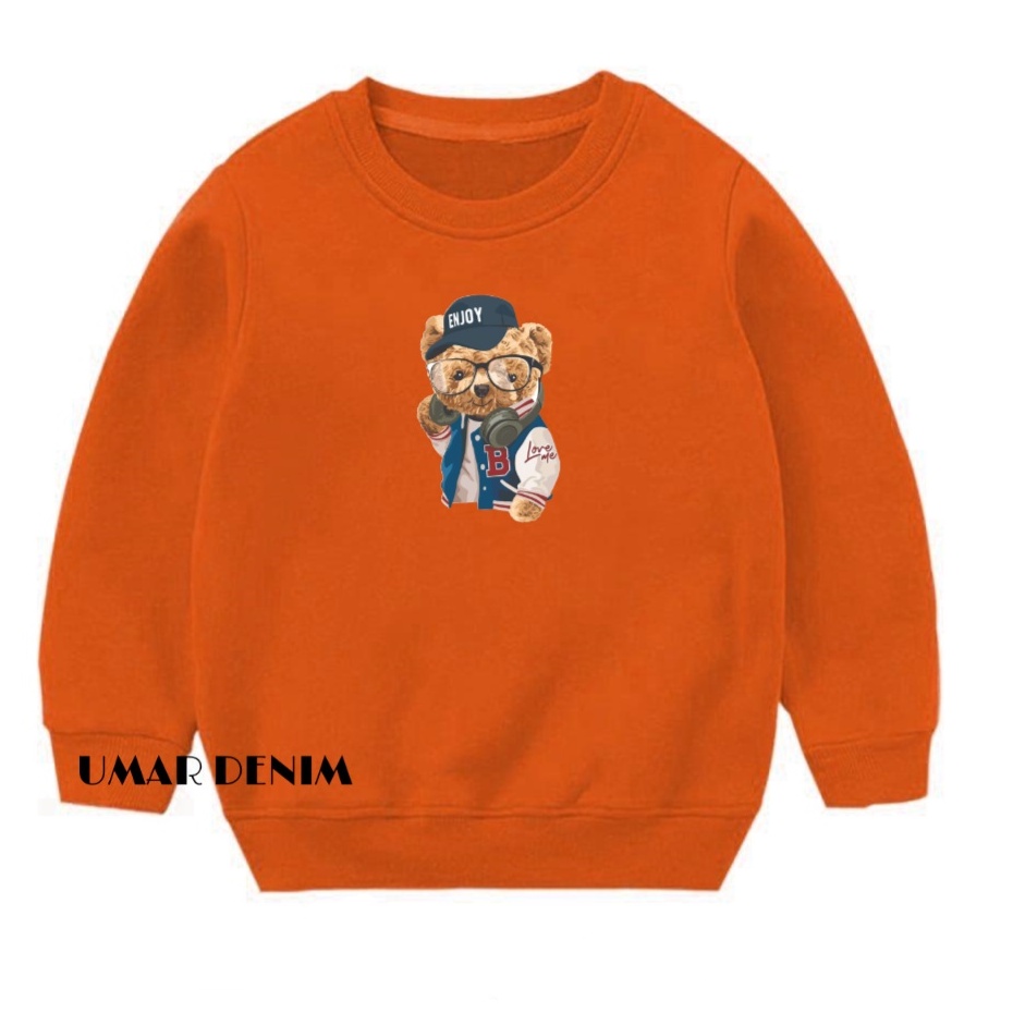 Sweater Crewneck Anak Terbaru Motif Enjoy Bearr Bahan Fleece