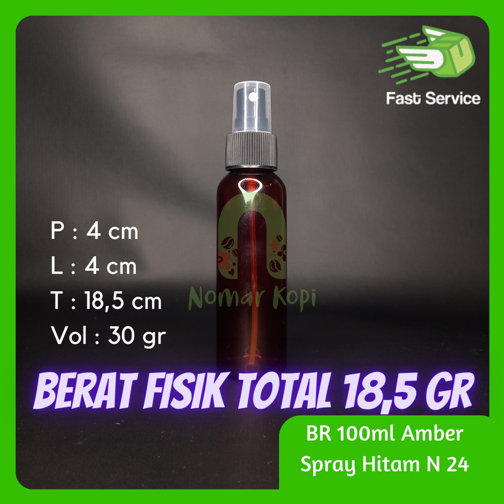 Botol 100ml BR Amber Spray PET Tebal Santizer Grosir