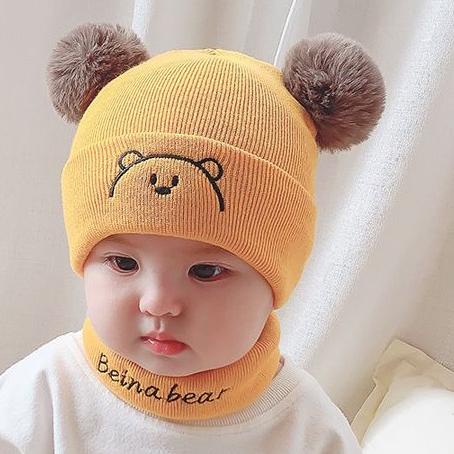 Murah Populer Topi Bayi Rajut PomPom Bear - 022.4692