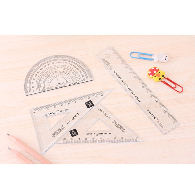 

PENGGARIS SET ISI 4, BUSUR, JANGKA, PENGGARIS PITAGORAS, SEGITIGA