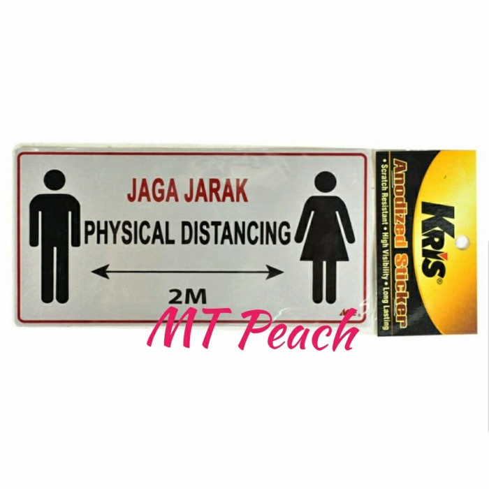 

KRIS ANODIZED STICKER JAGA JARAK STIKER PHYSICAL DISTANCING SIGN LABEL MA17