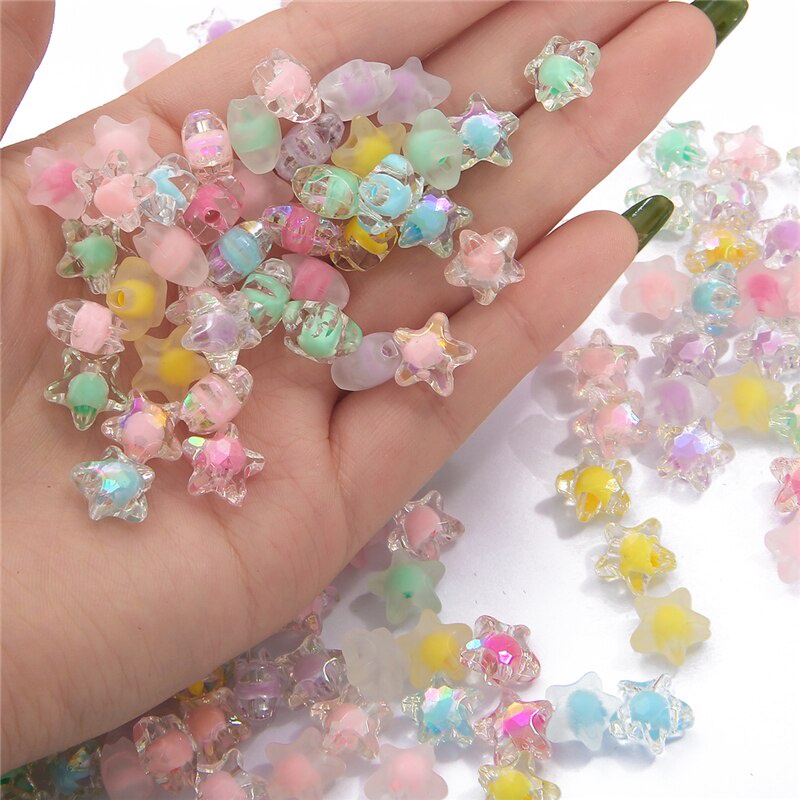 83 Pcs/lot 30G 11 Mm Warna Campuran Fashion Plastik Akrilik Bintang Beads untuk Gelang Anting-Anting Kalung Membuat DIY Perhiasan