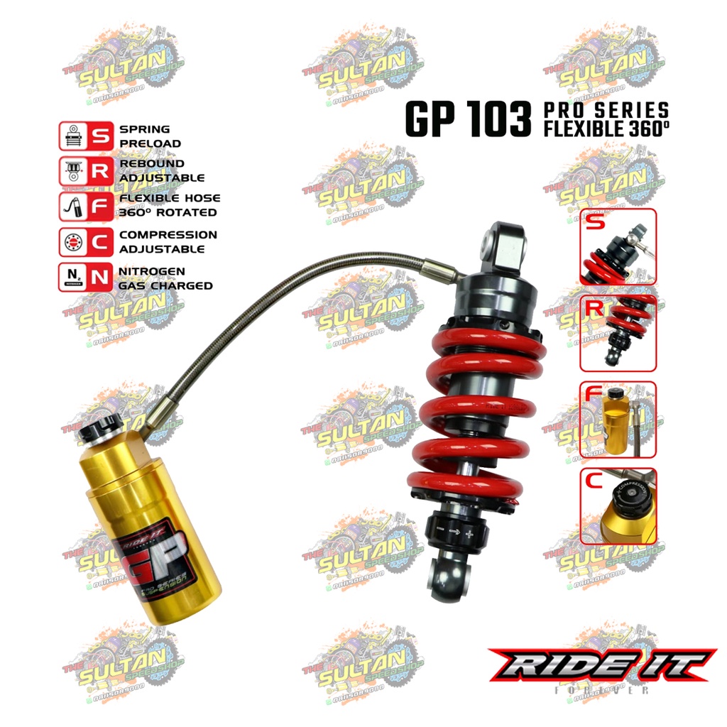 SHOCK SHOCKBREAKER BELAKANG SETELAN TABUNG PISAH GP 103 PRO FLEX SONIC 150 R NEW JUPITER MX JUPITER MX KING VIXION SATRIA FU RIDE IT