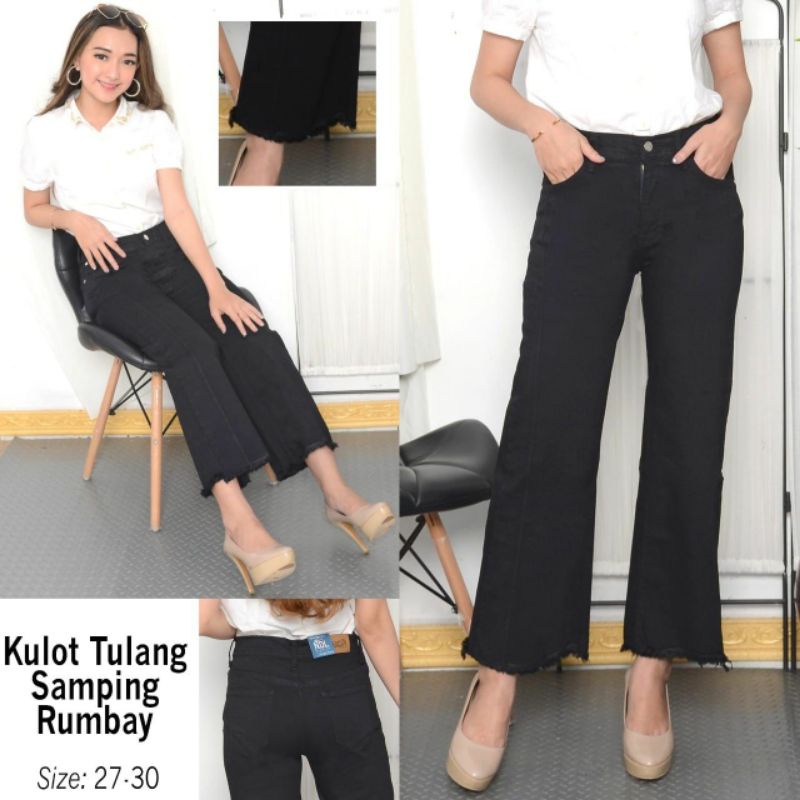 Celana Jeans wanita Boyfriend Rawis Kulot Rumbai Nadelus Boyfriend Jeans celana wanita rawis celana 