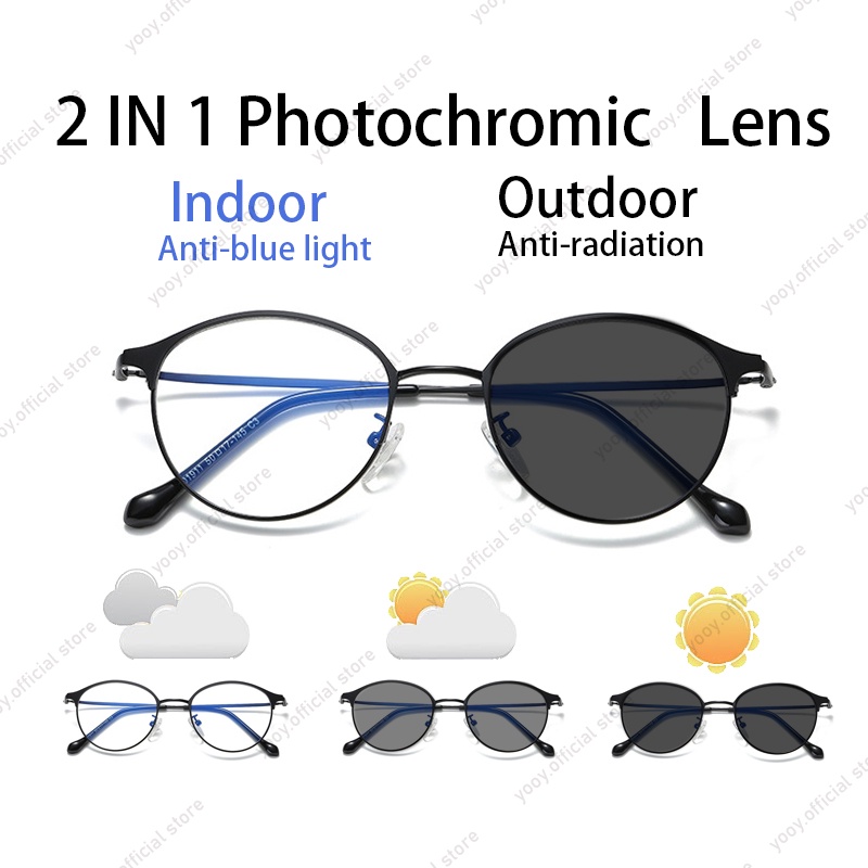 Kacamata Photochromic Bentuk Oval Anti Radiasi Komputer Untuk Pria Dan Wanita