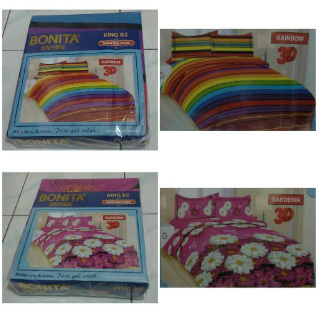 Sprei Bonita Ukuran 180x200 Motif Gardenia dan Rainbow