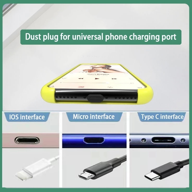 1pc Plug Penutup Port Pengisian Daya Ponsel Bahan Silikon Tahan Air Tahan Debu Dapat Digunakan Kembali Untuk Apple Android Tipe C IOS Micro USB