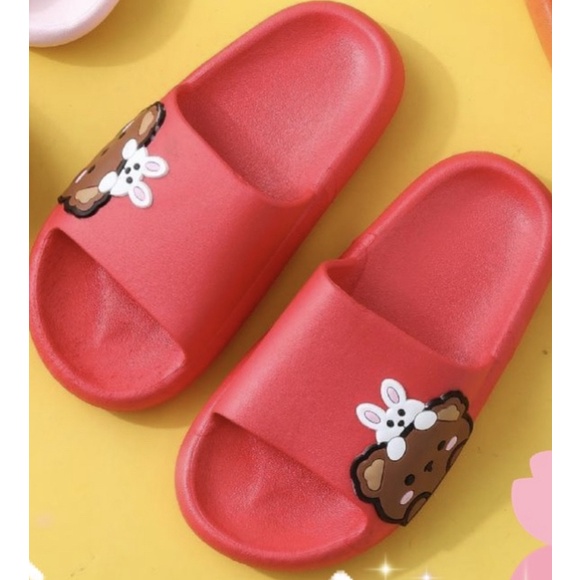 [NEW] Sandal Slop Jelly Anak Remaja Cewek Simple Bunny Bear Beruang Brown Lucu Cute Cantik MGR Mokaya Balance (2228)/Size30-35