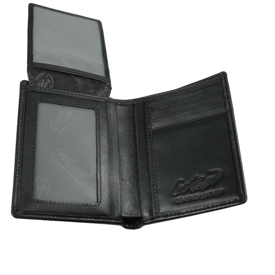 [KODE BARU 536] Crocodile 884BY Dompet Pria Men Wallet Leather Kulit Original - Hitam