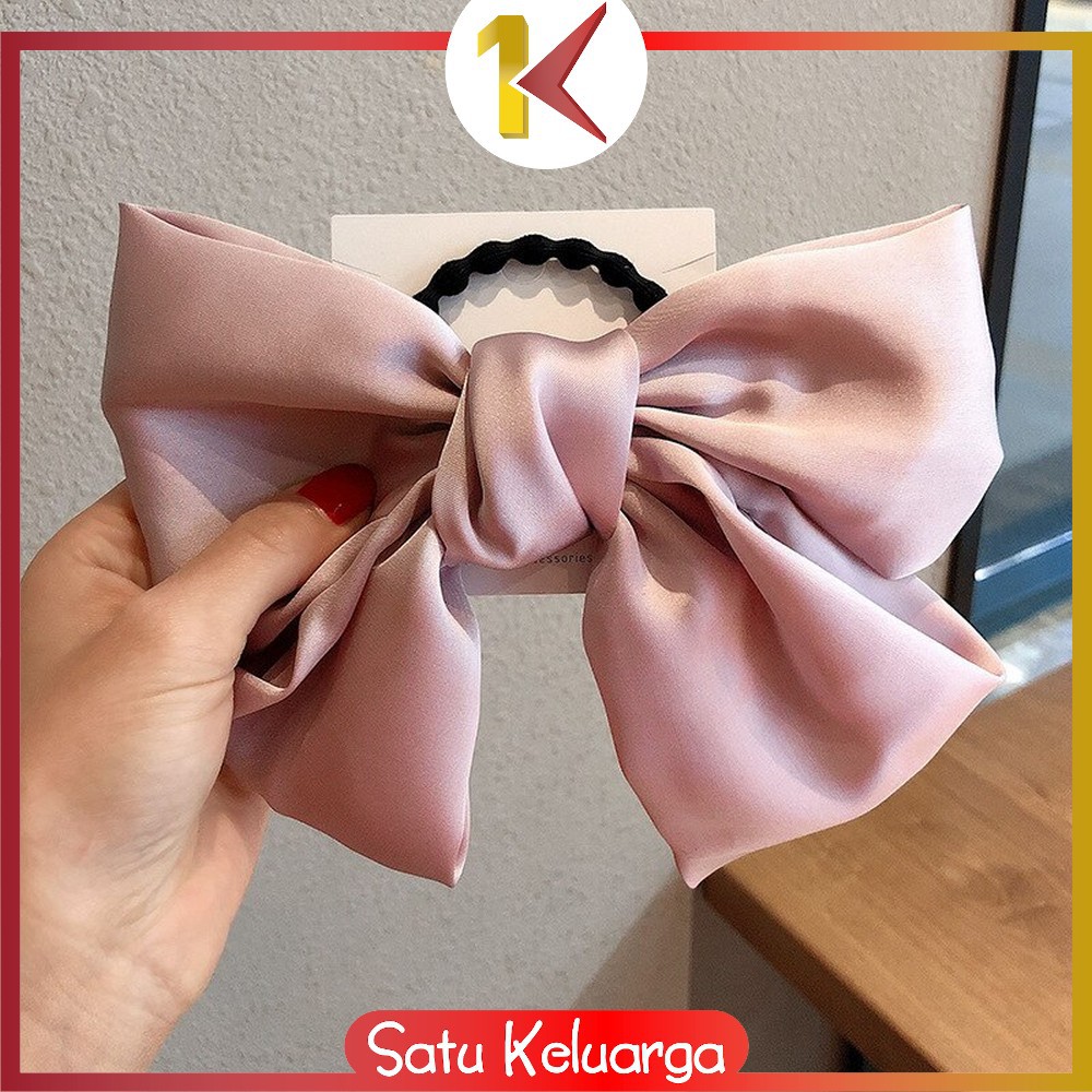 SK-C160 Ikat Rambut Pita Besar Kuncir Rambut Hairband Aksesoris Wanita Kunciran Rambut Korea Style-PITA PINK MUDA