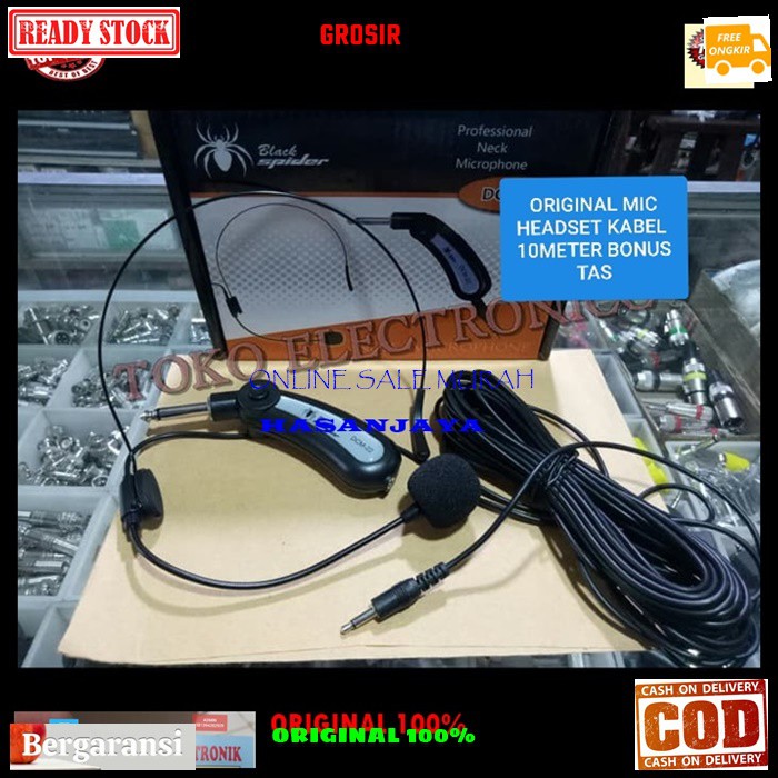 G33 Black spider mik mic headset kabel 8meter imam ceramah pidato GE33 original 100% Microphone bando kabel panjang mikropon cable Condenser peka sensitif Electret mikrofon vokal vocal audio sound sistem suara PROFESIONAL UNIVERSAL SERBA GUNA  KABEL 8 MET