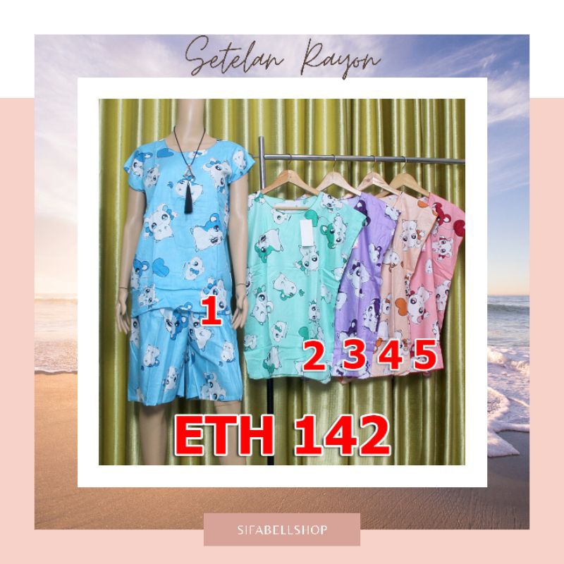 Setelan Wanita One Set Rayon Motif Kartun ETH142