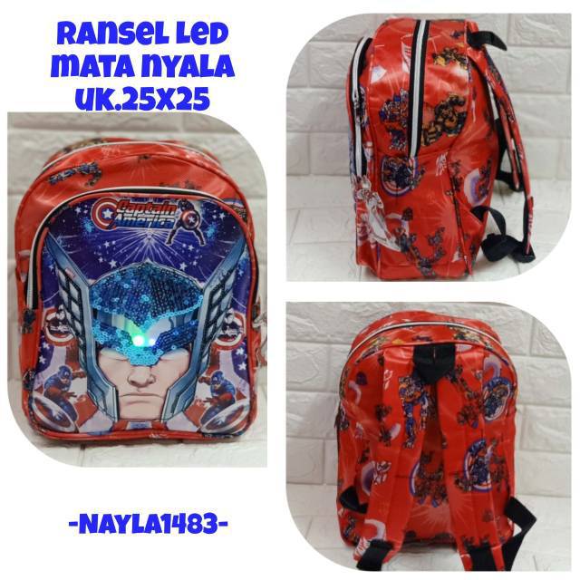 Tas ransel anak led mata nyala captain america tor