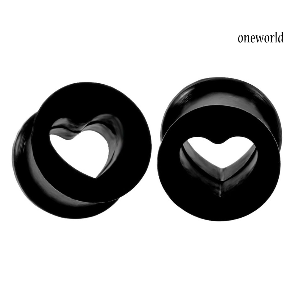 OW# 1Pc Unisex Heart Shape Silicone Ear Plug Tunnel Expander Body Piercing Jewelry