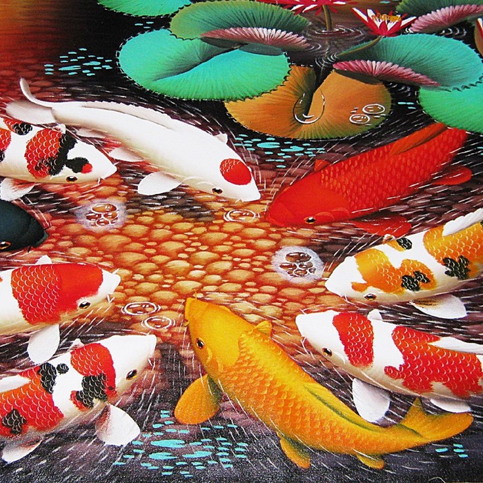 Jual Lukisan 9 Ikan Koi Bermakna Keberuntungan Kota Surakarta Javadesindoartgallery Tokopedia