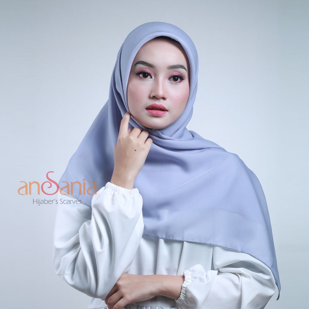 Ansania - Hijab Bella Square Ansania Kerudung Segi Empat Polos Seri Warna A / Xtra - Jilbab Pollycotton Premium Kerudung Segi Empat Hijab-1